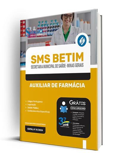 Imagem de Apostila SMS BETIM - MG 2024 - Auxiliar de Farmácia