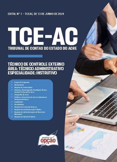 Imagem de Apostila Tce-Ac 2024 Técnico Controle Externo Especialidade: