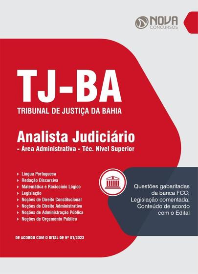 Imagem de Apostila TJ-BA - Analista Judiciário - Área Administrativa - Técnico Nível Superior