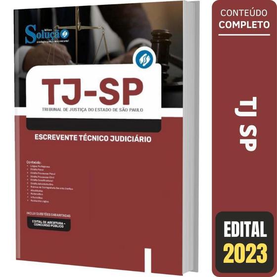 Imagem de Apostila Tj SP - Escrevente Téc. Jud. 2023 - Editora Solução