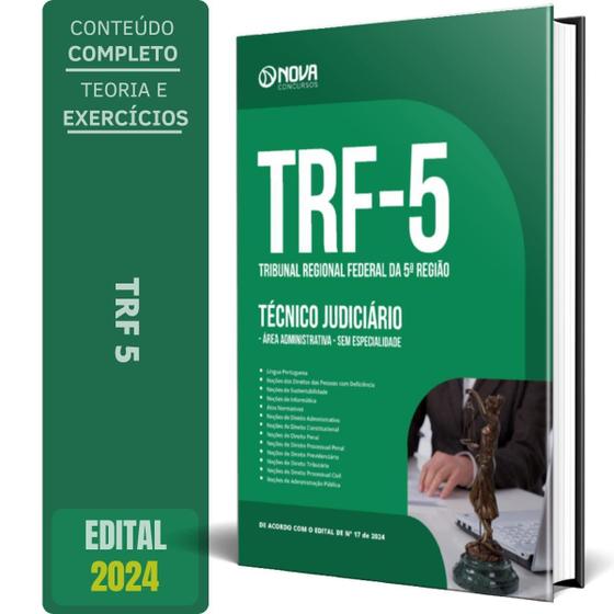 Imagem de Apostila Trf 5 2024 - Técnico Judiciário Área Administrativa