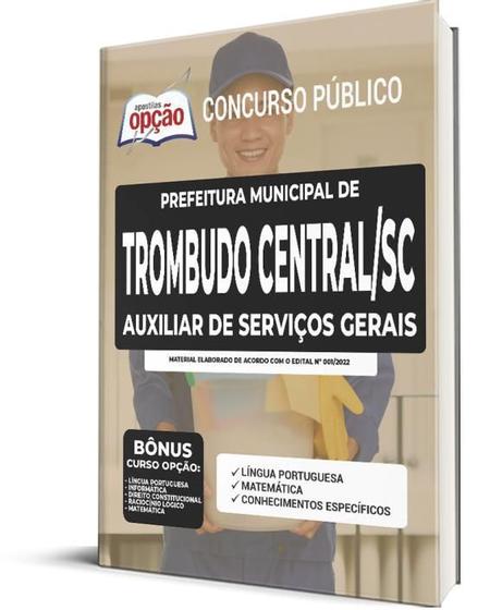 Imagem de Apostila Trombudo Central SC 2022 Auxiliar Serviços Gerais
