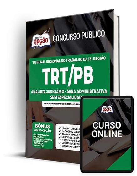 Imagem de Apostila TRT-PB - Analista Judiciário - Área Administrativa - Sem Especialidade - Apostilas Opção