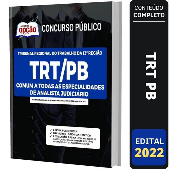 Imagem de Apostila Trt Pb Comum Especialidades De Analista Judiciário