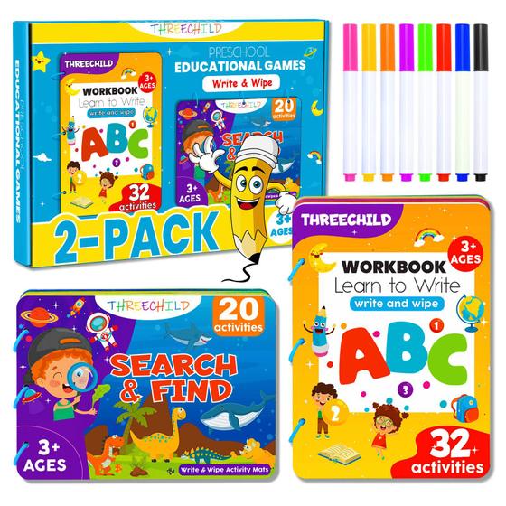 Imagem de Apostilas Pré-Escolar para 3 Crianças - Pacote com 2 Atividades de Aprendizagem