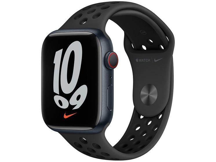 Apple Watch Nike Series 7 45mm GPS + Cellular - Caixa Meia-noite 
