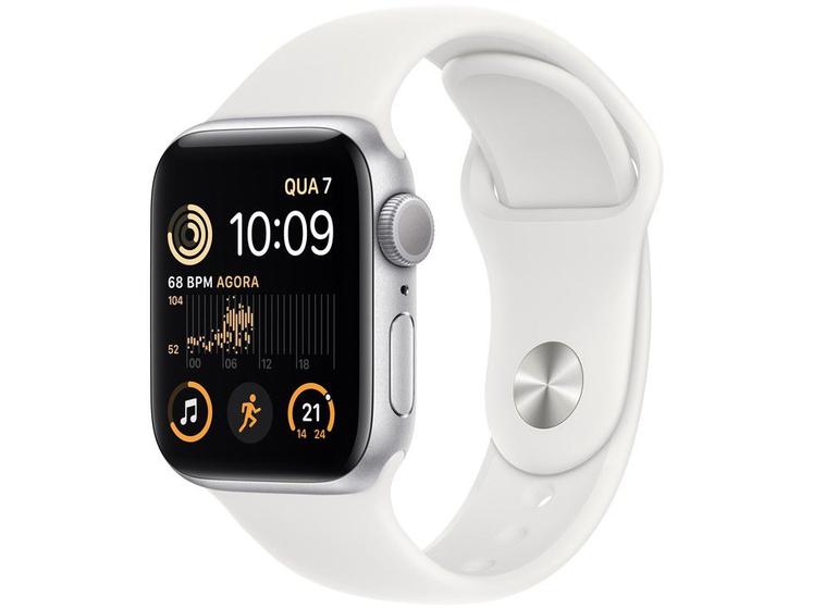 Apple Watch SE 2ª geração GPS Caixa Prateada de Alumínio 40mm Pulseira Esportiva Branca Menor preço em Apple Watch SE 2ª geração GPS Caixa Prateada de Alumínio 40mm Pulseira Esportiva Branca
