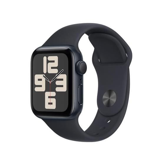 Imagem de Apple Watch SE 40mm GPS Caixa Meia-Noite de Alumínio, Pulseira Esportiva Meia-Noite, Tamanho P/M, Neutro em Carbono - MR9X3BZ/A