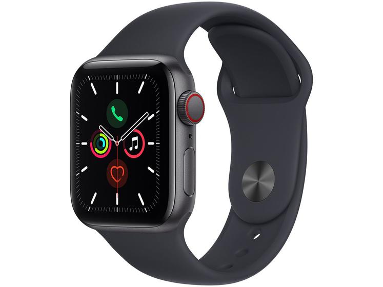 Smartwatch Apple Watch Se 40mm - Gps + Cellular - Caixa Grafite/ Pulseira Esportiva Preta Mkr23be/a