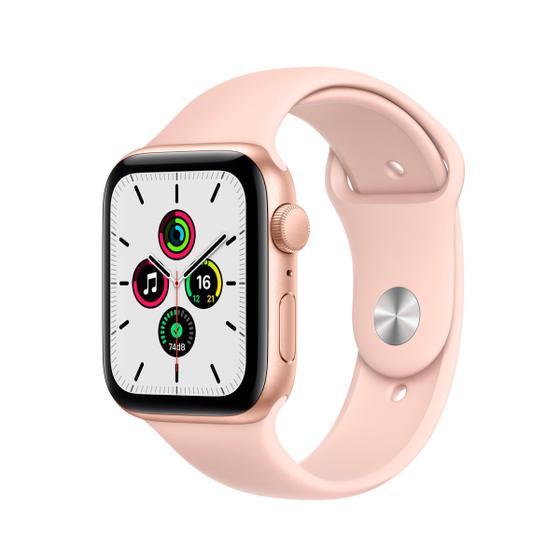 Imagem de Apple Watch SE GPS 44mm Caixa Dourada de Alumínio com Pulseira Esportiva Areia-Rosa