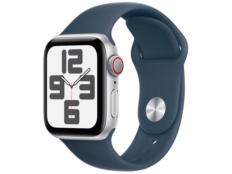 Imagem de Apple Watch SE GPS + Cellular Caixa Prateada de Alumínio 40mm Pulseira Esportiva Azul-tempestade M/G