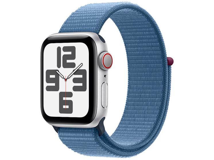 Imagem de Apple Watch SE GPS + Cellular Caixa Prateada de Alumínio 40mm Pulseira Loop Esportiva Azul-inverno (Neutro em Carbono)