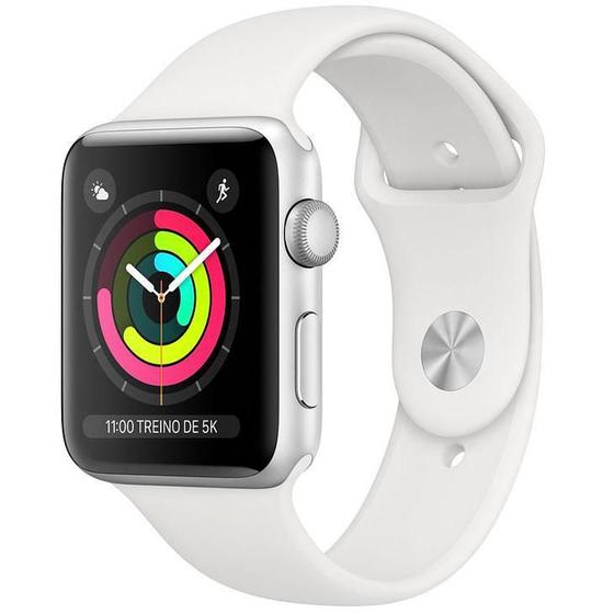 Smartwatch Apple Watch Series 3 42mm - Gps - Caixa Prateada/ Pulseira Esportiva Branca Mtf22bz/a