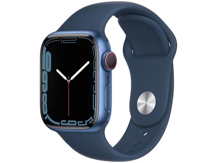Smartwatch Apple Watch Series 7 41mm - Gps + Cellular - Caixa Azul/ Pulseira Esportiva Azul Mkhu3be/a