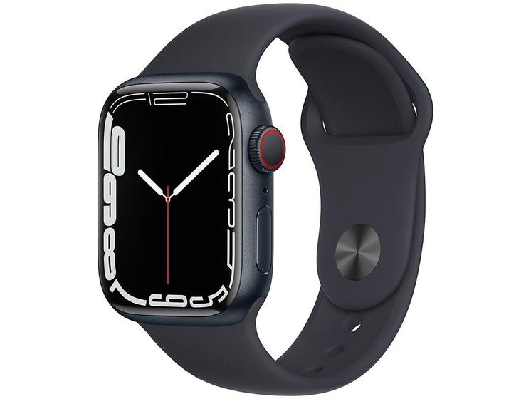 Smartwatch Apple Watch Series 7 41mm - Gps + Cellular - Caixa Grafite/ Pulseira Esportiva Preta Mkhq3be/a