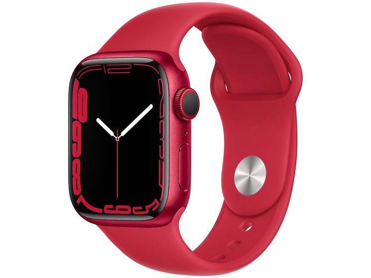 Smartwatch Apple Watch Series 7 41mm - Gps + Cellular - Caixa Vermelha/ Pulseira Esportiva Vermelha Mkhv3be/a