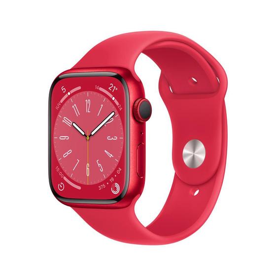 Imagem de Apple Watch Series 8 GPS - Caixa (PRODUCT)RED de alumínio, 45mm - Pulseira esportiva (PRODUCT)RED 