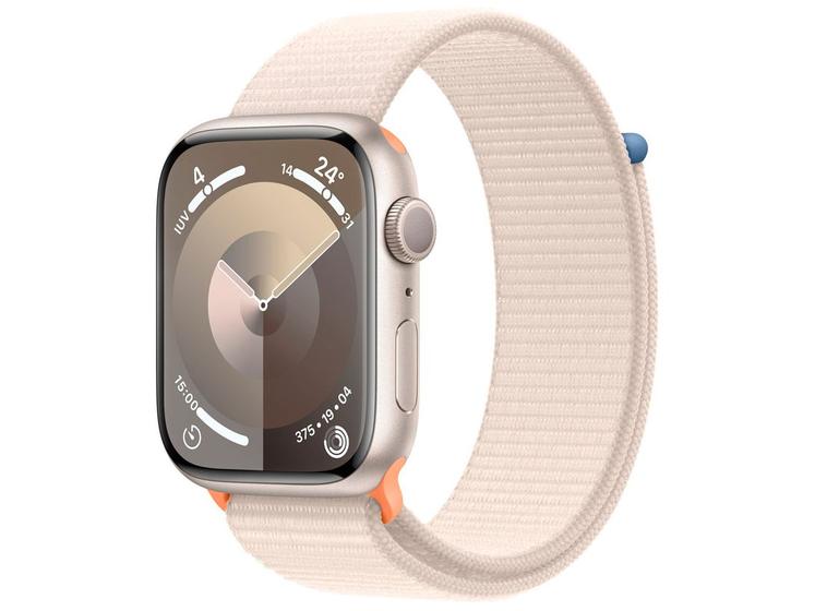 Imagem de Apple Watch Series 9 GPS Caixa Estelar de Alumínio 45mm Pulseira Loop Esportiva Estelar (Neutro em Carbono)