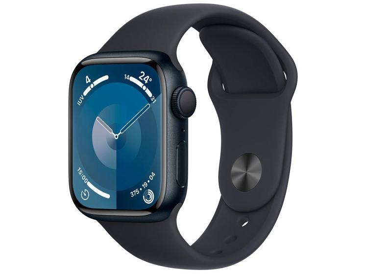 Imagem de Apple Watch Series 9 GPS Caixa Meia-noite de Alumínio 41mm Pulseira Esportiva Meia-noite P/M