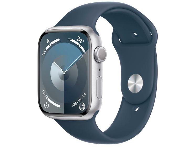 Imagem de Apple Watch Series 9 GPS Caixa Prateada de Alumínio 45mm Pulseira Esportiva Azul-tempestade M/G