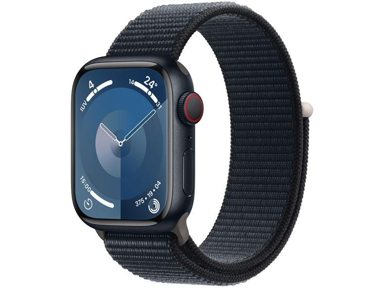 Imagem de Apple Watch Series 9 GPS + Cellular Caixa Meia-noite de Alumínio 41mm Pulseira Loop Esportiva Meia-noite (Neutro em Carbono)