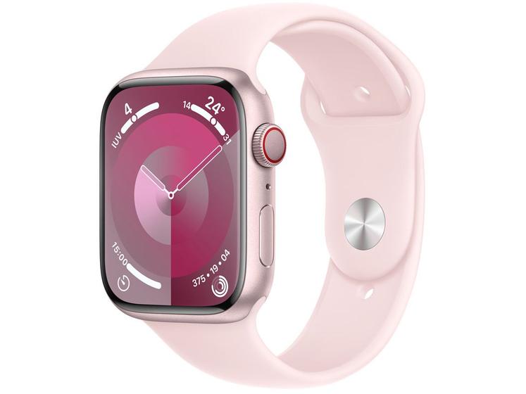 Imagem de Apple Watch Series 9 GPS + Cellular Caixa Rosa de Alumínio 45mm Pulseira Esportiva Rosa-claro M/G