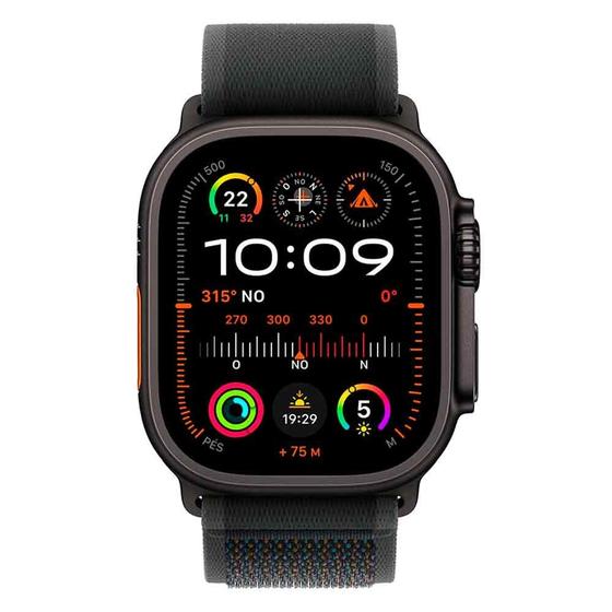 Imagem de Apple Watch Ultra 2 (GPS + Cellular 49mm) Caixa Preta de Titânio com Pulseira Loop Trail Preta - M/G