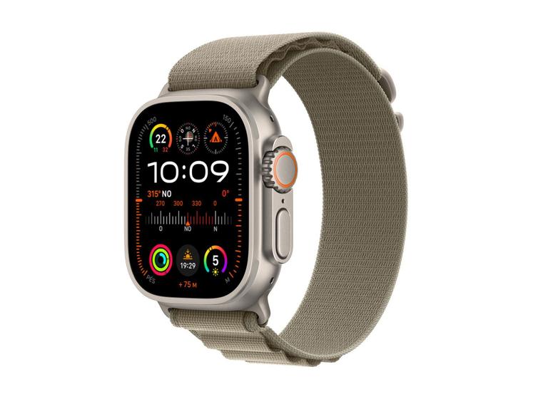 Imagem de Apple Watch Ultra 2 GPS + Cellular Caixa de Titânio de 49mm Pulseira Loop Alpina Oliva P (Neutro em Carbono)