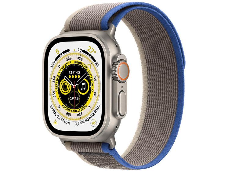 Imagem de Apple Watch Ultra 49mm GPS + Cellular Caixa Titânio Pulseira Loop Trail Azul e Cinza