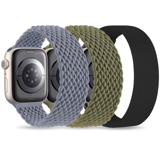 Imagem de Apple Watch Wizvv Stretchy Nylon Solo Loop 41 mm/45 mm, pacote com 3