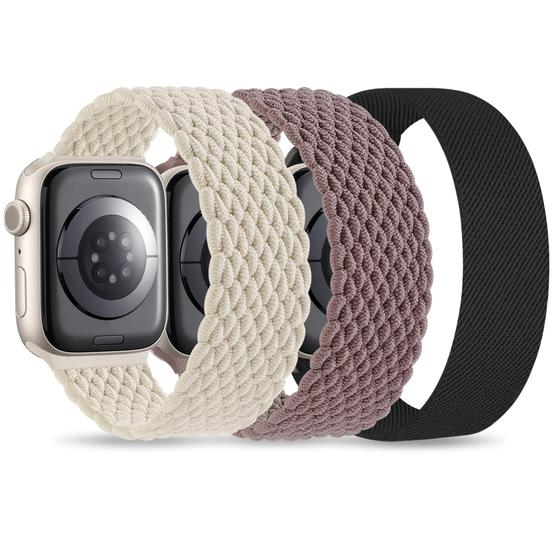 Imagem de Apple Watch Wizvv Stretchy Nylon Solo Loop 41 mm/45 mm, pacote com 3