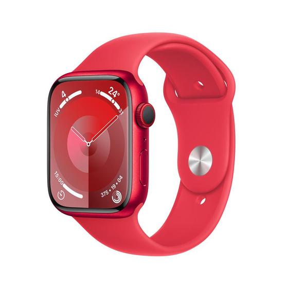 Imagem de AppleWatch Series9 GPS Caixa (PRODUCT)RED de alumínio 45mm Pulseira esportiva (PRODUCT)RED M/G