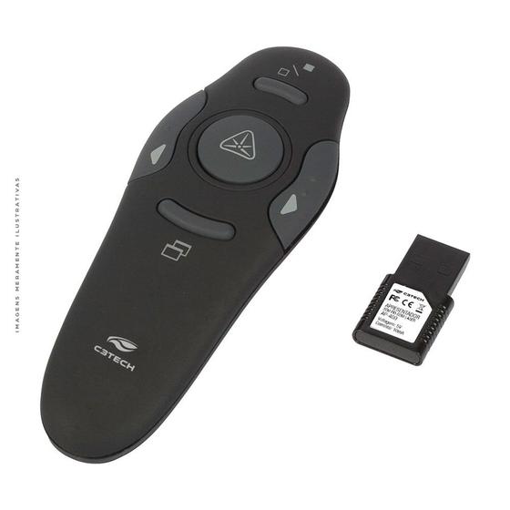 Apresentador Sem Fio C3Tech, USB 2.0, Com Laser, 5 Botões, Preto - AP-400 Menor preço em Apresentador Sem Fio C3Tech, USB 2.0, Com Laser, 5 Botões, Preto - AP-400