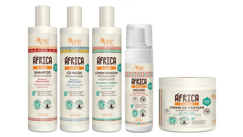 Imagem de Apse África Baobá Shampoo e Condicionador e Co Wash e Creme de Pentear e Mousse