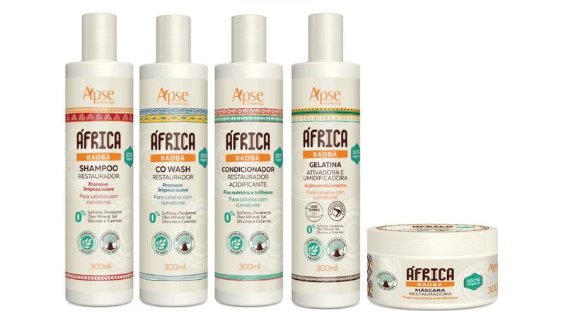 Imagem de Apse África Baobá Shampoo e Condicionador e Co Wash e Gelatina e Máscara