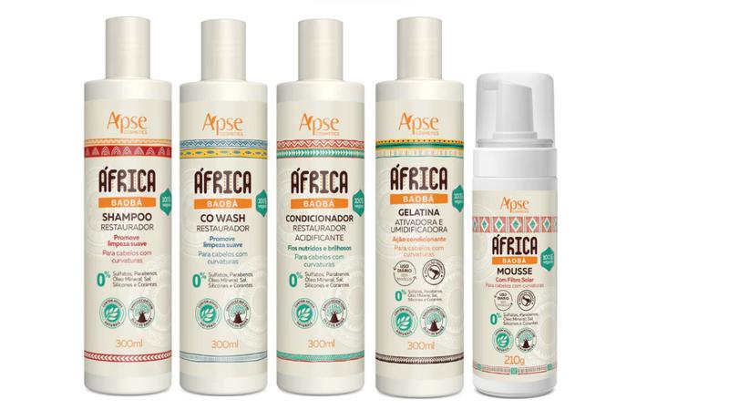 Imagem de Apse África Baobá Shampoo e Condicionador e Co Wash e Gelatina e Mousse