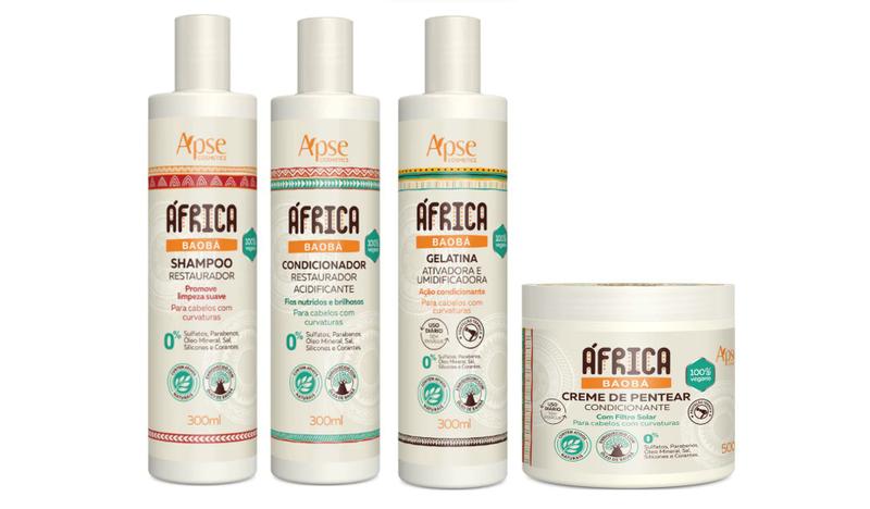 Imagem de Apse África Baobá Shampoo e Condicionador e Creme de Pentear e Gelatina