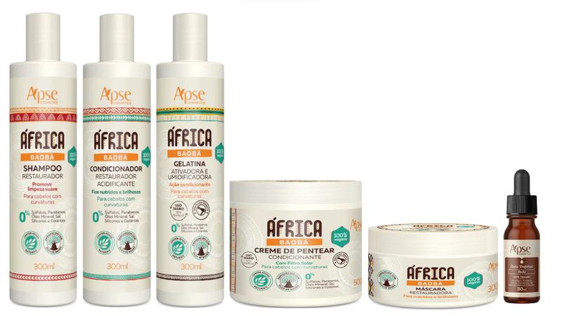 Imagem de Apse África Baobá Shampoo e Condicionador e Creme de Pentear e Gelatina e Máscara e Óleo Vegetal