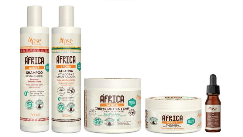 Imagem de Apse África Baobá Shampoo e Creme de Pentear e Gelatina e Máscara e Óleo Vegetal
