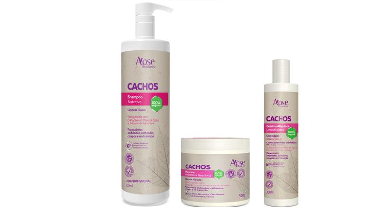 Imagem de Apse Cachos Shampoo 1 L e Máscara 500 gr e Gelatina 300 ml