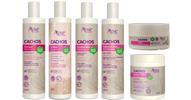 Imagem de Apse Cachos Shampoo e Co Wash e Condicionador e Gelatina e Máscara e Ativador