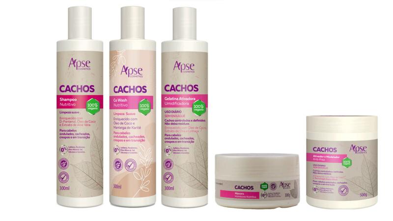 Imagem de Apse Cachos Shampoo e Co Wash e Gelatina e Máscara e Ativador