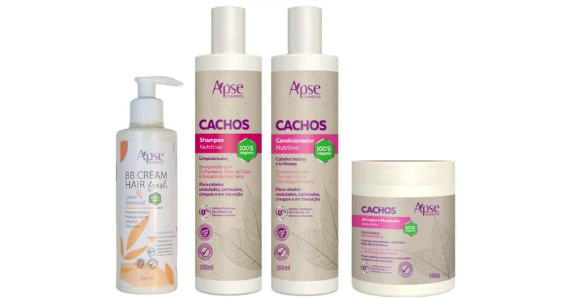 Imagem de Apse Cachos Shampoo e Condicionador e Ativador e BB Cream Fresh