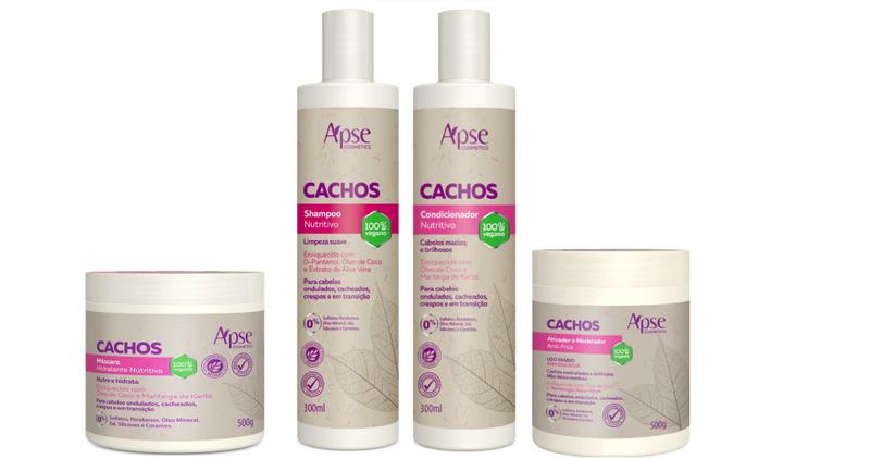 Imagem de Apse Cachos Shampoo e Condicionador e Ativador e Máscara 500 gr