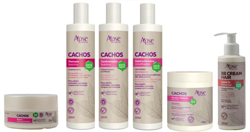 Imagem de Apse Cachos Shampoo e Condicionador e Gelatina e Máscara e Ativador e BB Cream