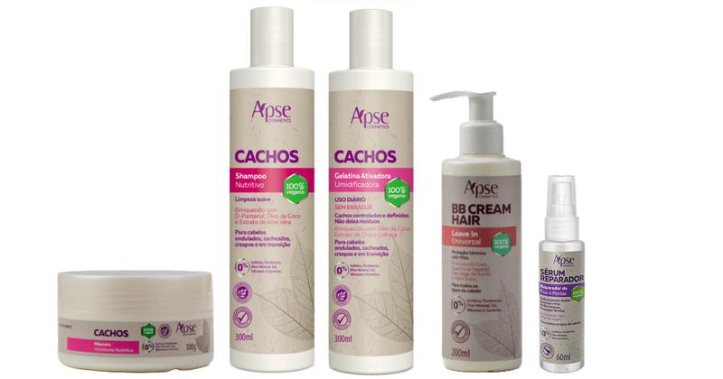 Imagem de Apse Cachos Shampoo e Gelatina e Máscara e BB Cream e Sérum Reparador