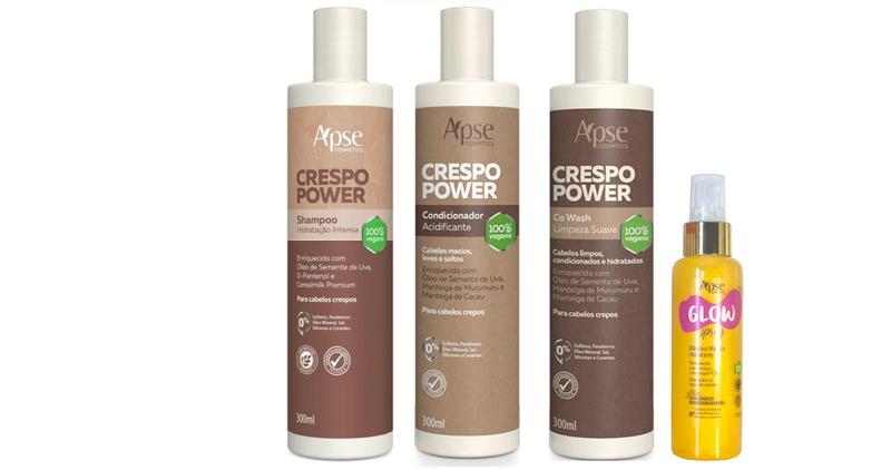 Imagem de Apse Crespo Power Shampoo e Co Wash e Condicionador e Glow Spray