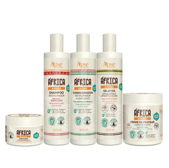 Imagem de Apse Kit BAOBÁ Shampoo+Cond+Gelatina+Másc+Creme de Pentear