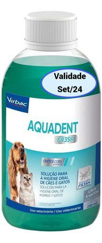 Imagem de Aquadent Fresh 250ml Virbac Combate Mal Hálito Higiene Para Cães E Gatos 