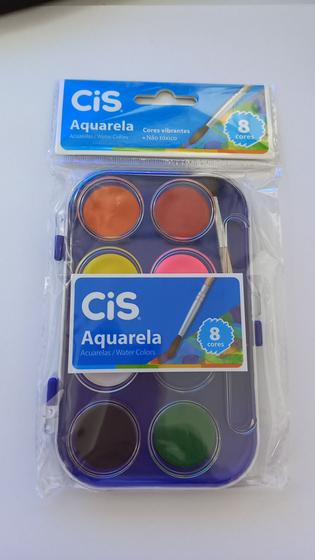 Imagem de Aquarela 8 cores. Pastilhas de tinta solúveis em água.